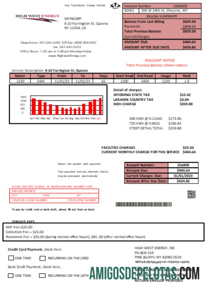 Projeto de lei de serviços públicos de energia de Wyoming High West, página 1 SCR amostra
